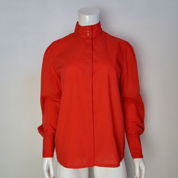 Vintage 80s Alicia Red Button-Up Blouse - Picture 1 of 6